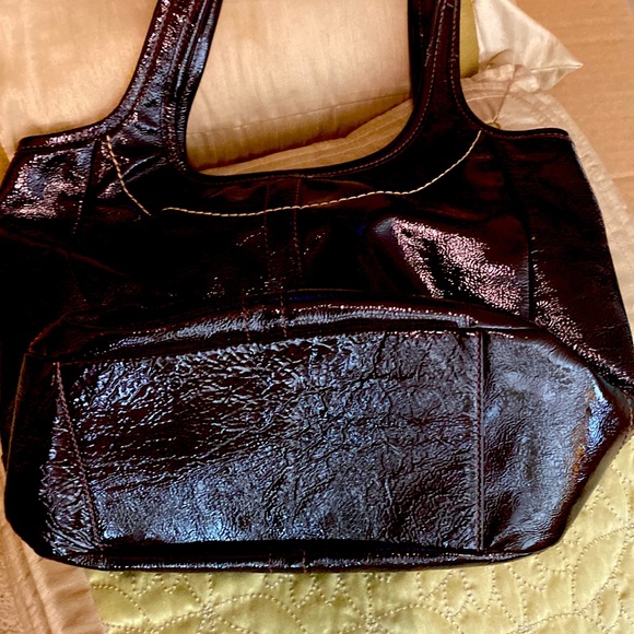 EUC barely even worn; Vintage LOVED COACH shiny brown shoulder hobo bag - Picture 2 of 6